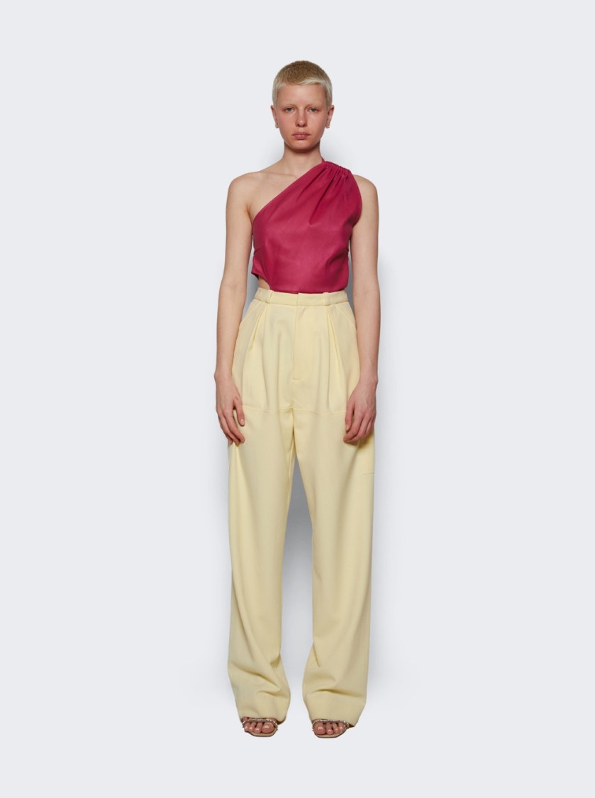 Amiri Asymmetric Leather Tank Fuchsia Pink