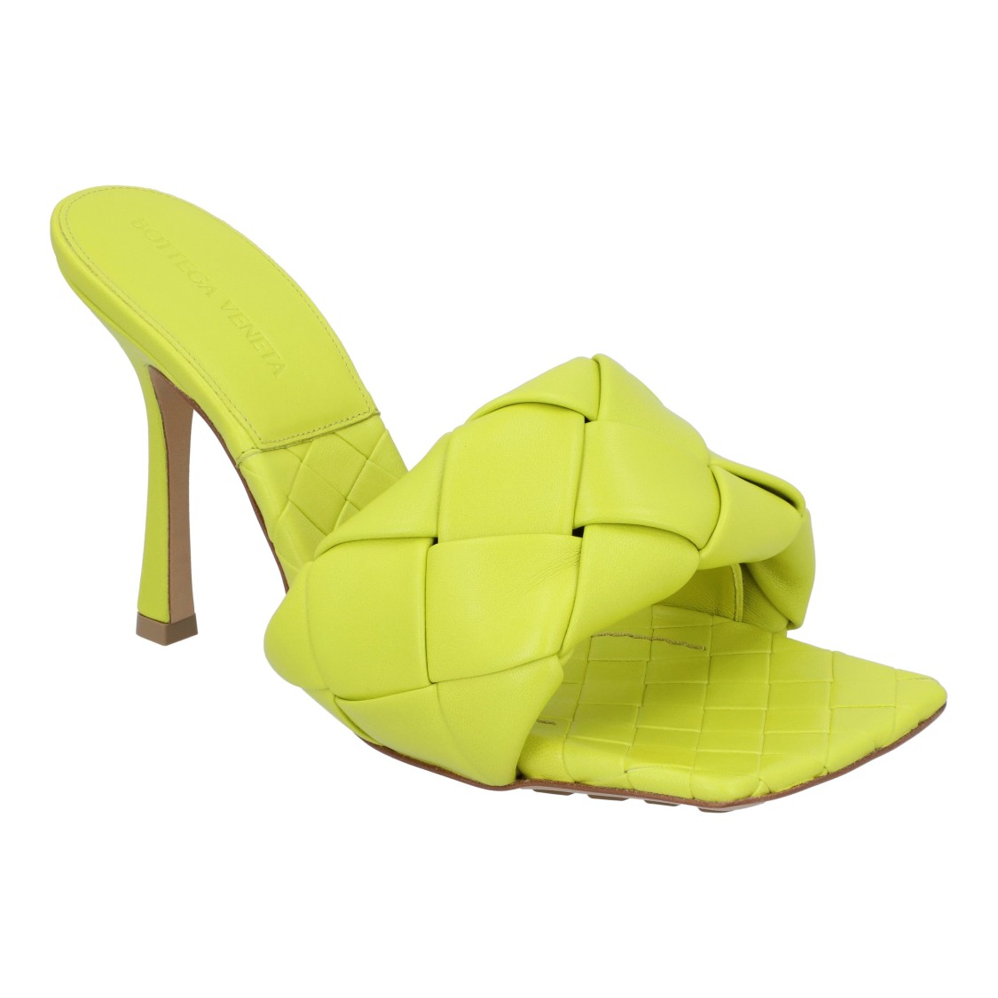 Bottega Veneta Bv Lido Woven-strap 90mm Sandals In Yellow