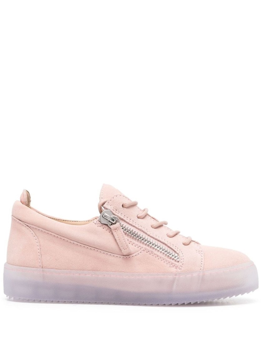 Giuseppe Zanotti Zip-detail Leather Low-top Sneakers In Neutral