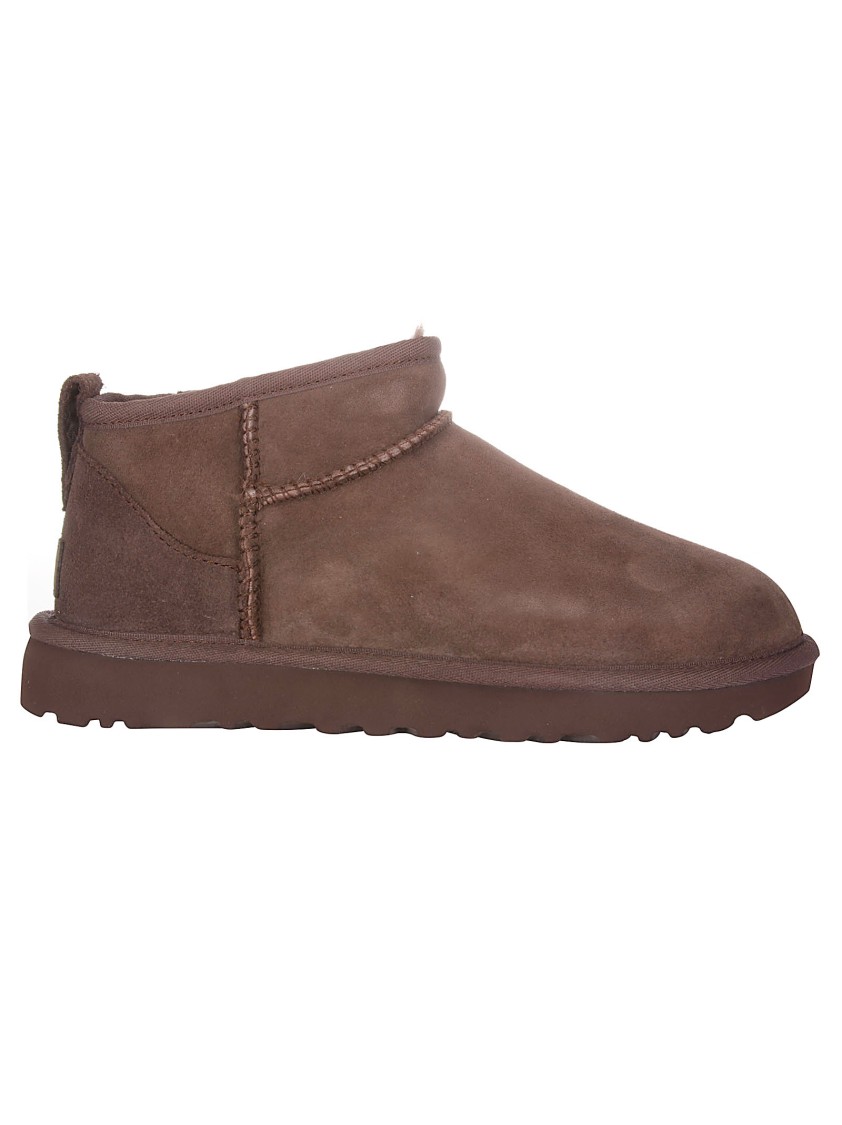 Ugg Classic Ultra Mini Womens Suede Ankle Bootie Slippers In Brown