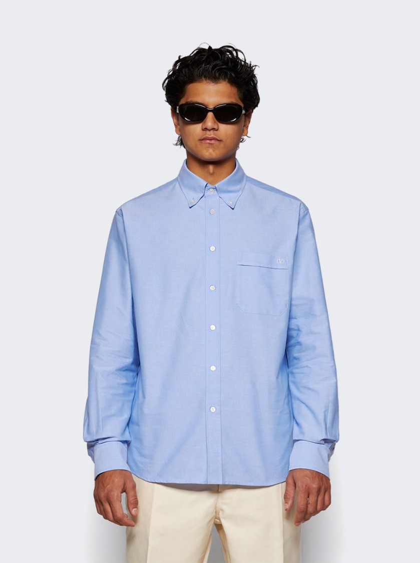 Valentino Camicia Maniche Lunghe Celeste In Blue