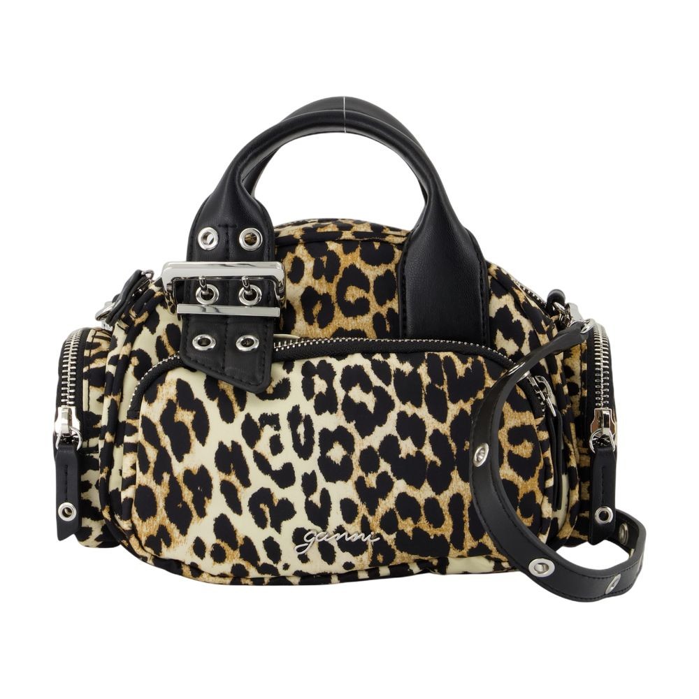 Ganni Bucky Polochon Small Crossbody - Nylon - Printed In Black