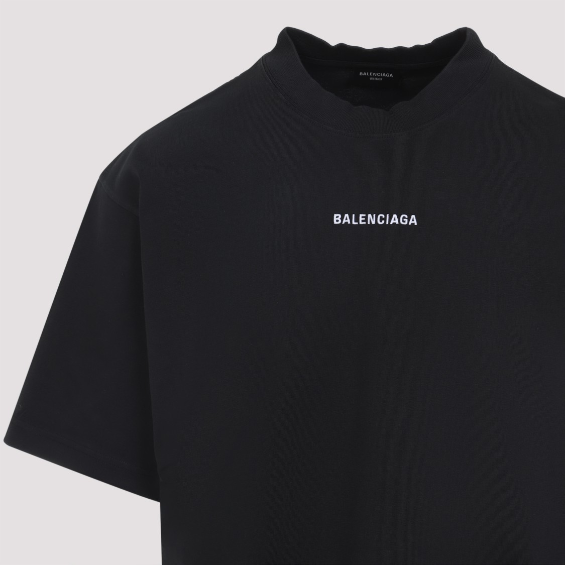 Balenciaga Black Crewneck T-shirt With Logo Lettering On The Front And Logo Patch On The Sleeve In Cotton Man