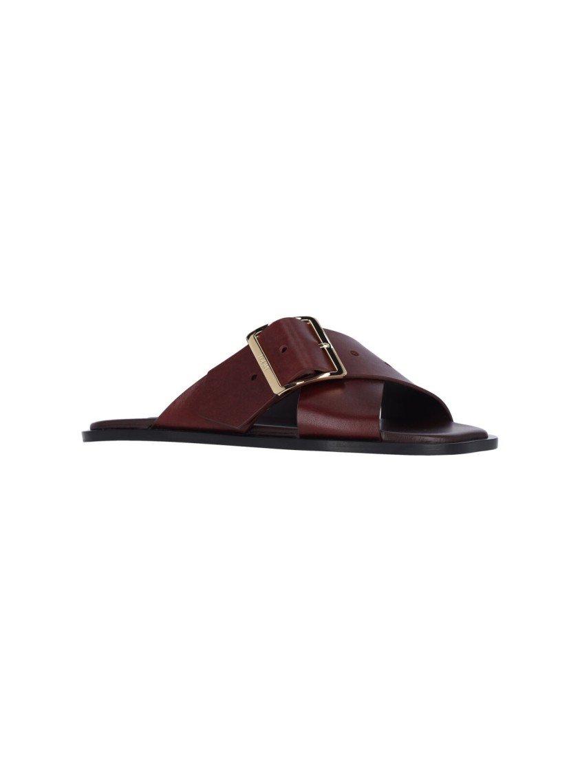 Loewe Cross Strap Heeled Sandals With Open Toe In Brown