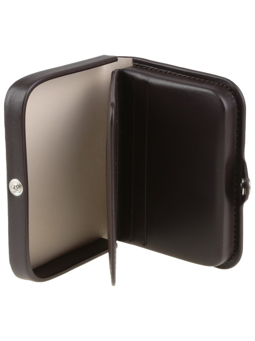 Apc A.p.c. Compact Brown Leather Wallet With Snap Closure And Logo Detail In Brown