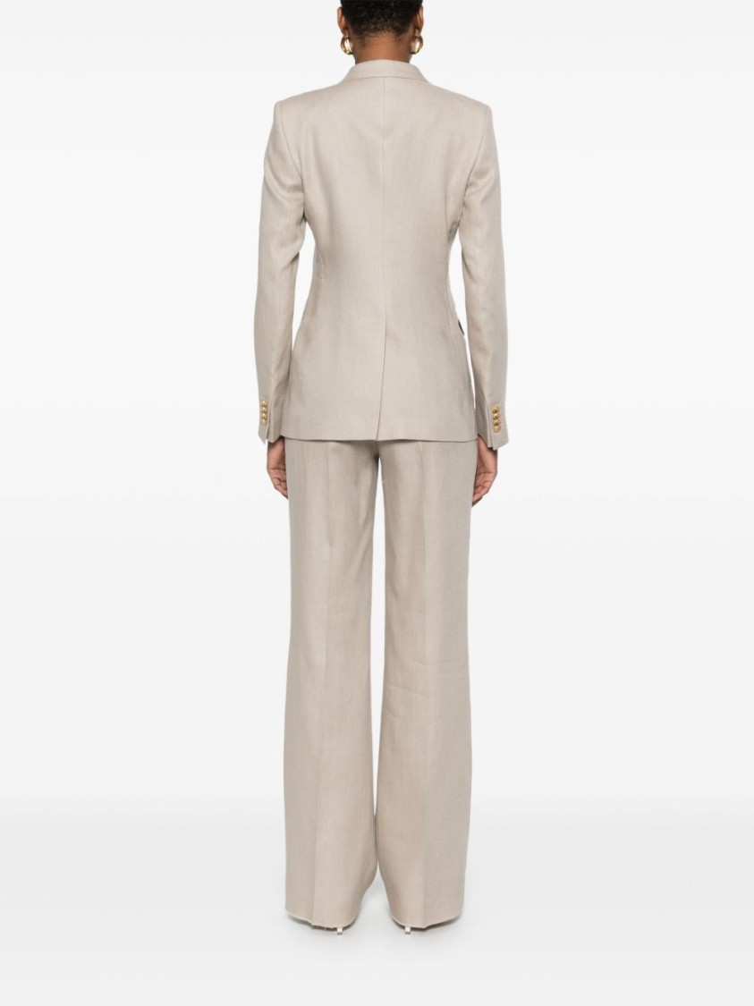 Tagliatore Linen Double-breasted Suit In Taupe In Neutrals