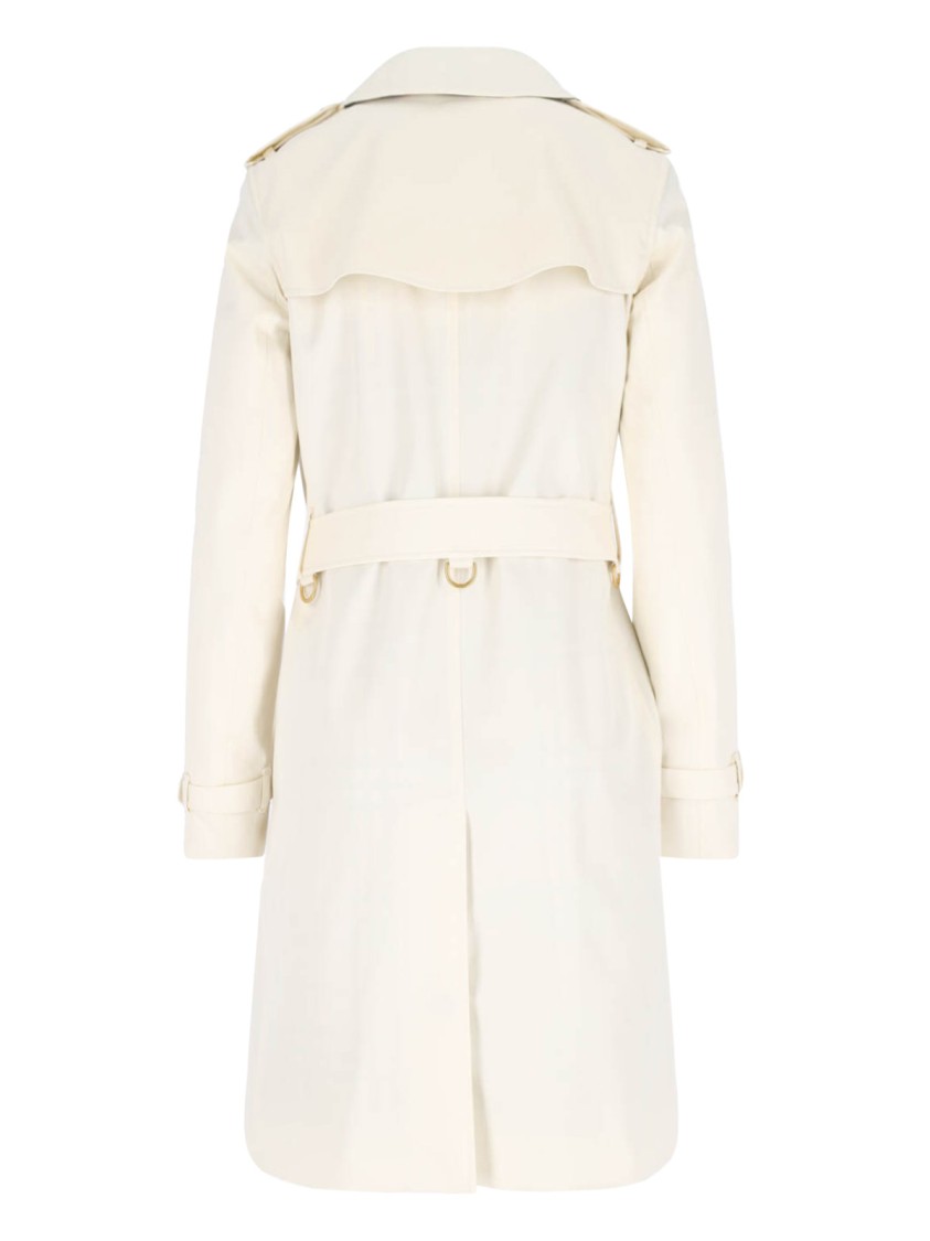 Shop Burberry Double-breasted Trench Coat – White