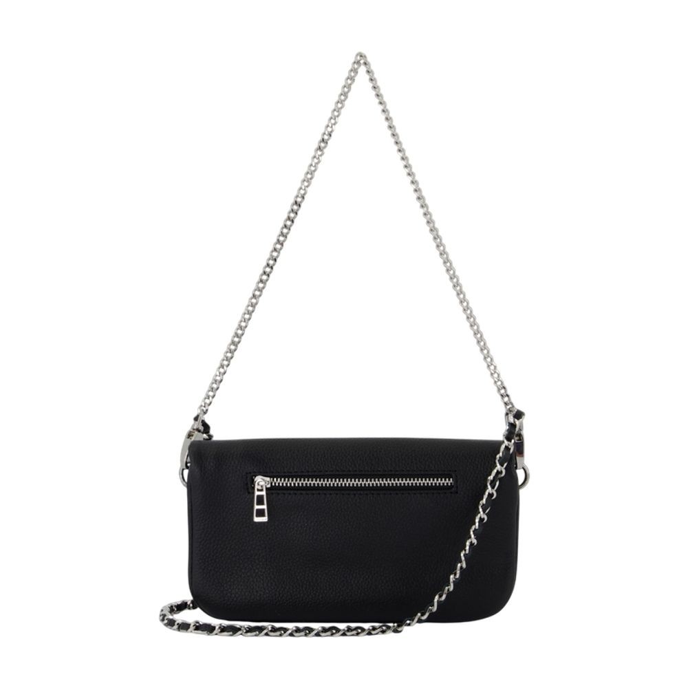 Zadig & Voltaire Rock Nano Wallet On Chain - Leather - Black In Black