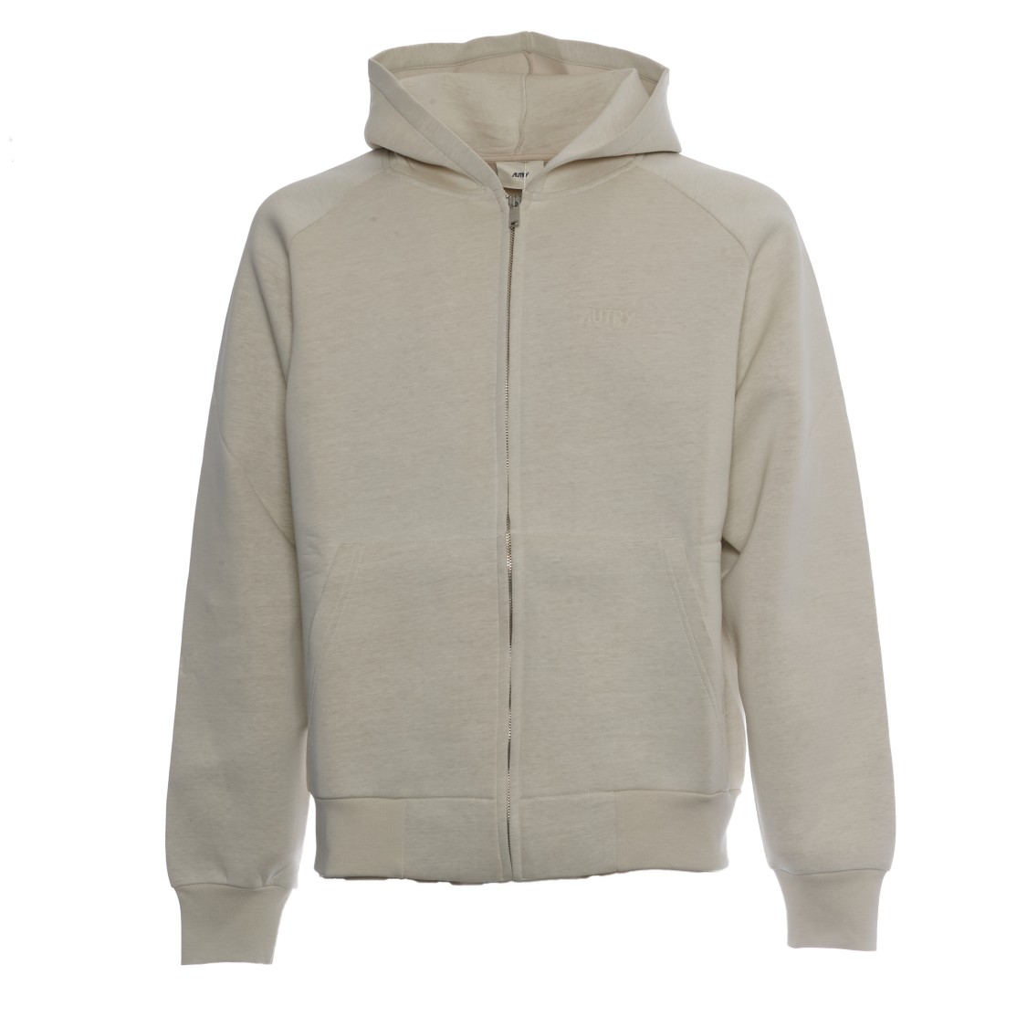 Autry Oversized Neoprene Jacket With Zip Closure And Cozy Hood In Grey