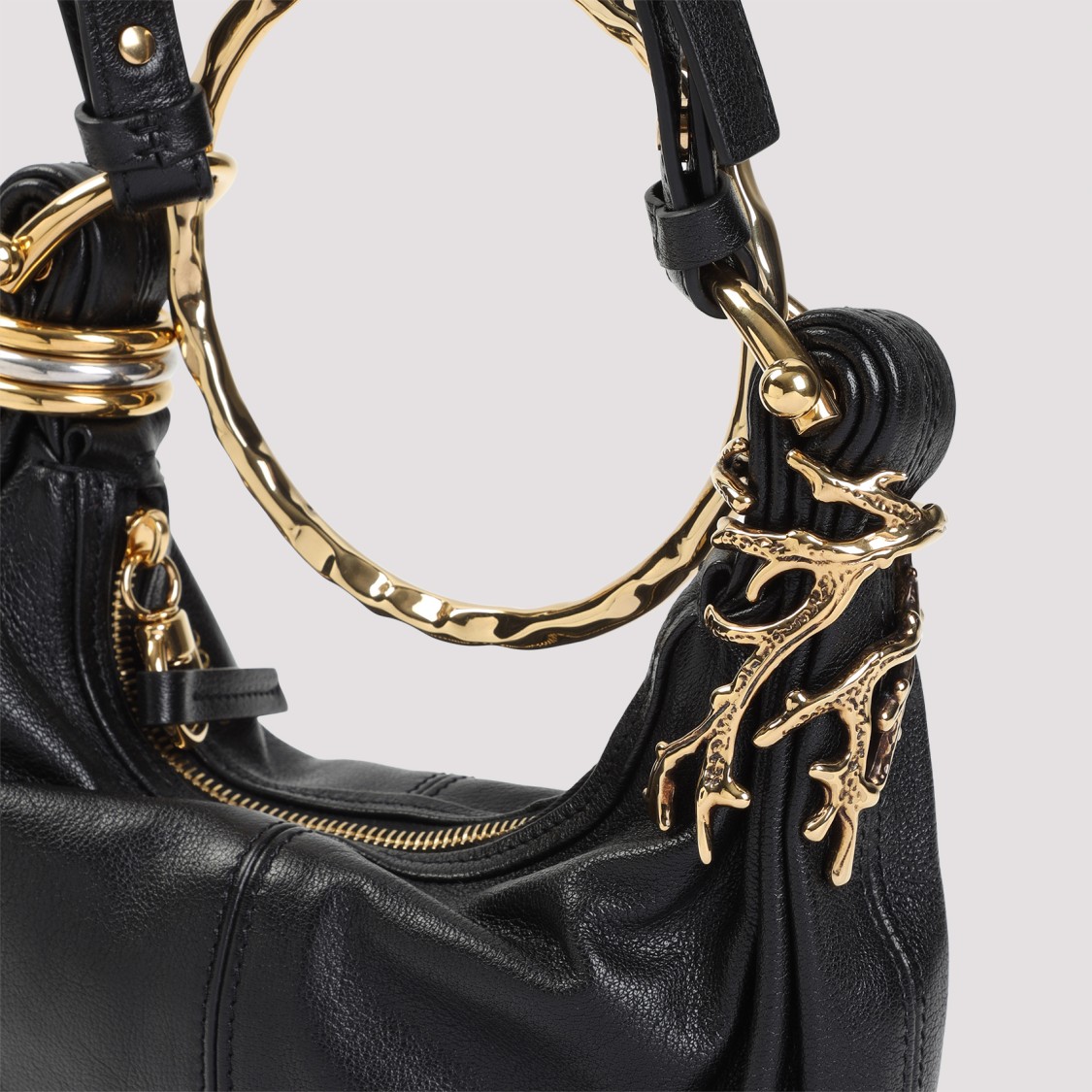 Chloé Mini Bracelet Black Buffalo Leather Handbag In Black