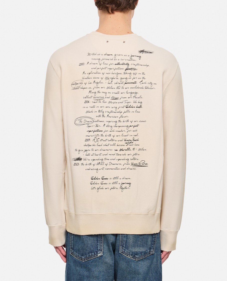 Golden Goose Organic Cotton Sweatshirt With Front And Back Print In Neutrals