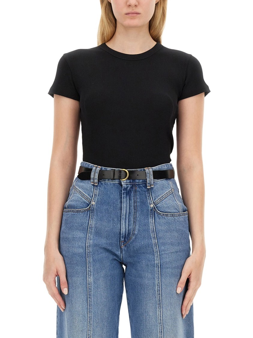 Isabel Marant Ribbed Cotton T-shirt In Blue