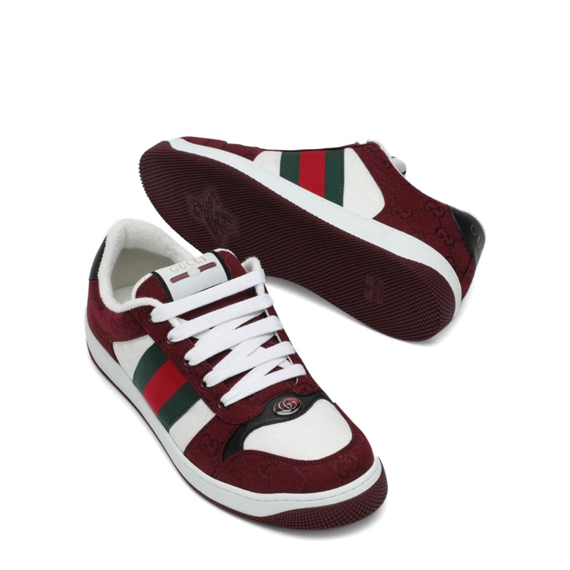 Gucci Screener Sneakers In Rosso Ancora Gg Fabric Men