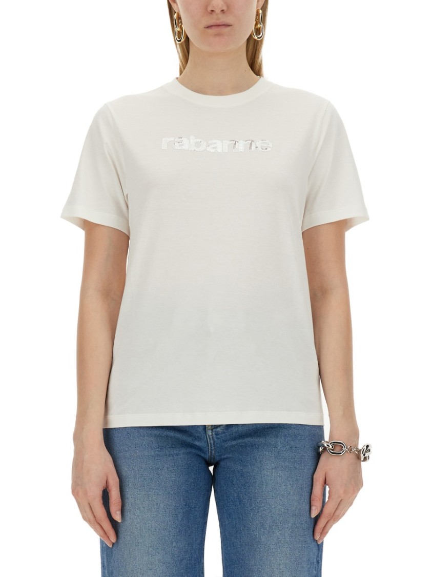 RABANNE RABANNE CLASSIC CREW-NECK T-SHIRT WITH SUBTLE LOGO DETAIL
