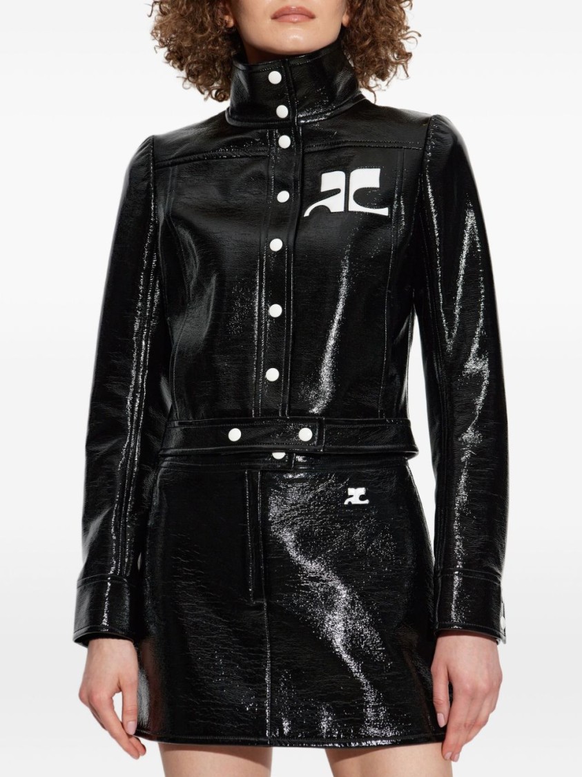 Courrèges Re-edition Vinyl Effect Jacket In Black