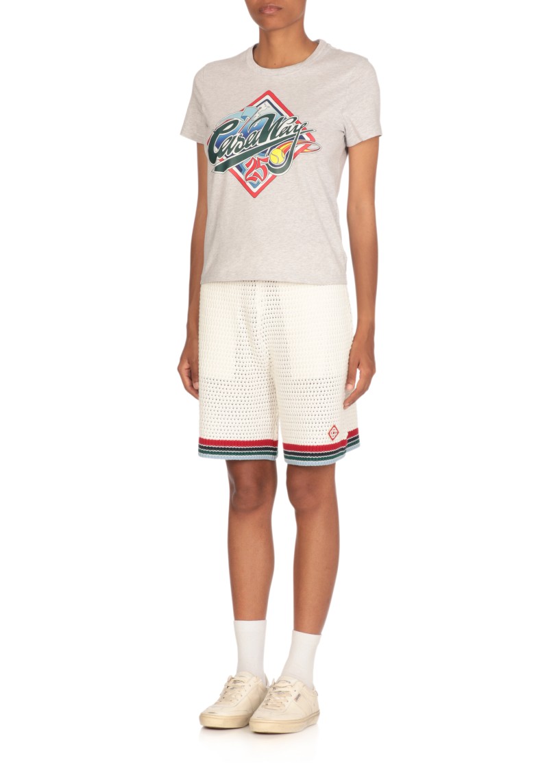Casablanca Womens Casa Way World Series Printed Cotton-jersey T-shirt Grey In Gray