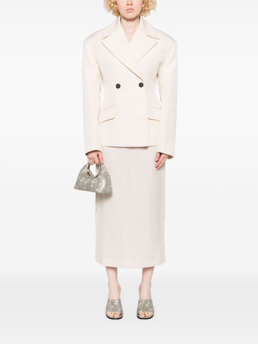 Jacquemus Ecru Double-breasted Blazer With Structured Silhouette In White