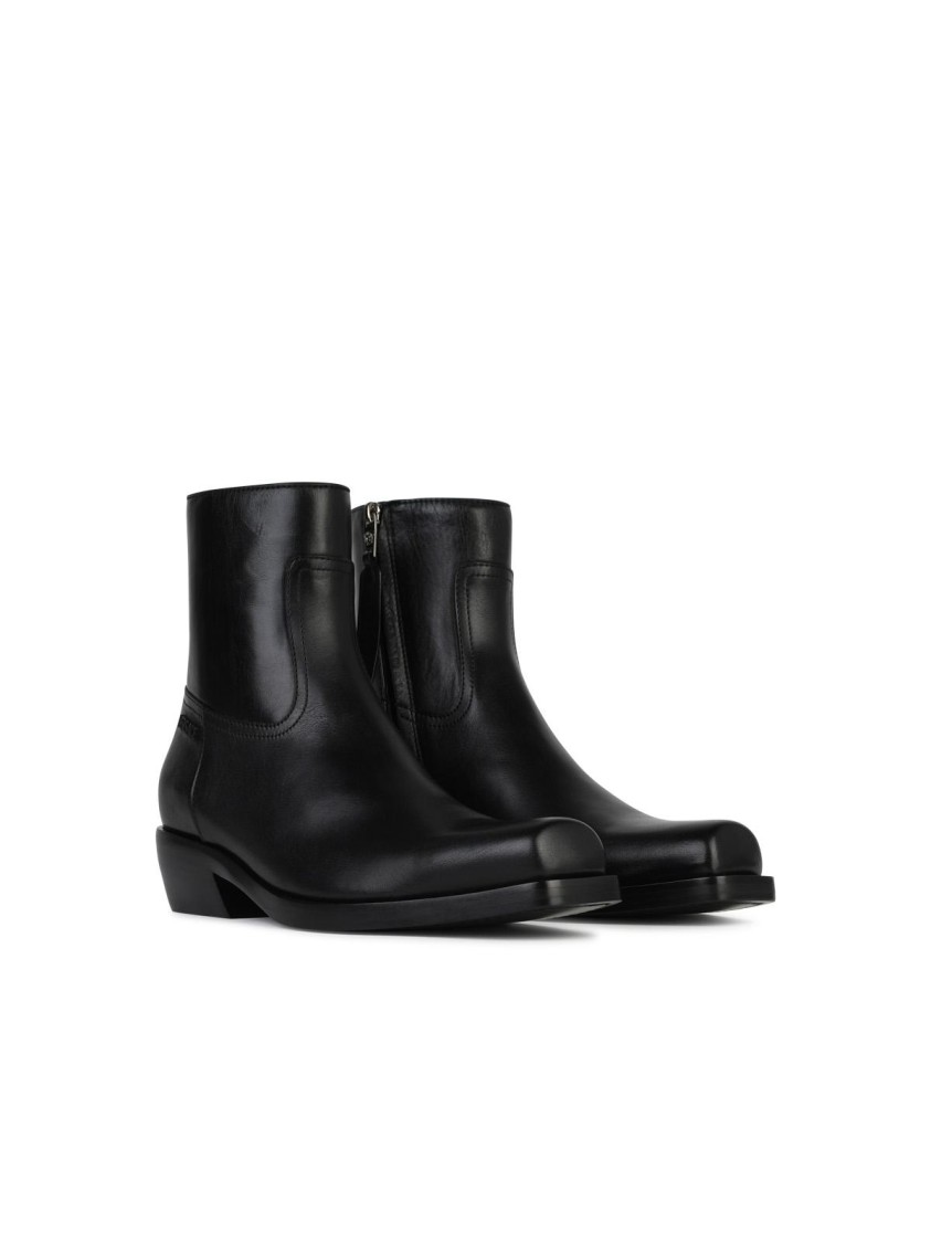 Versace Black Leather Ankle Boots