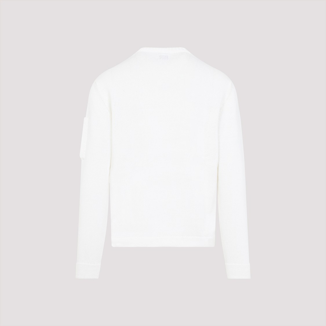 C.p. Company Crew Neck Sweater With Textured Finish And Logo Patch In White
