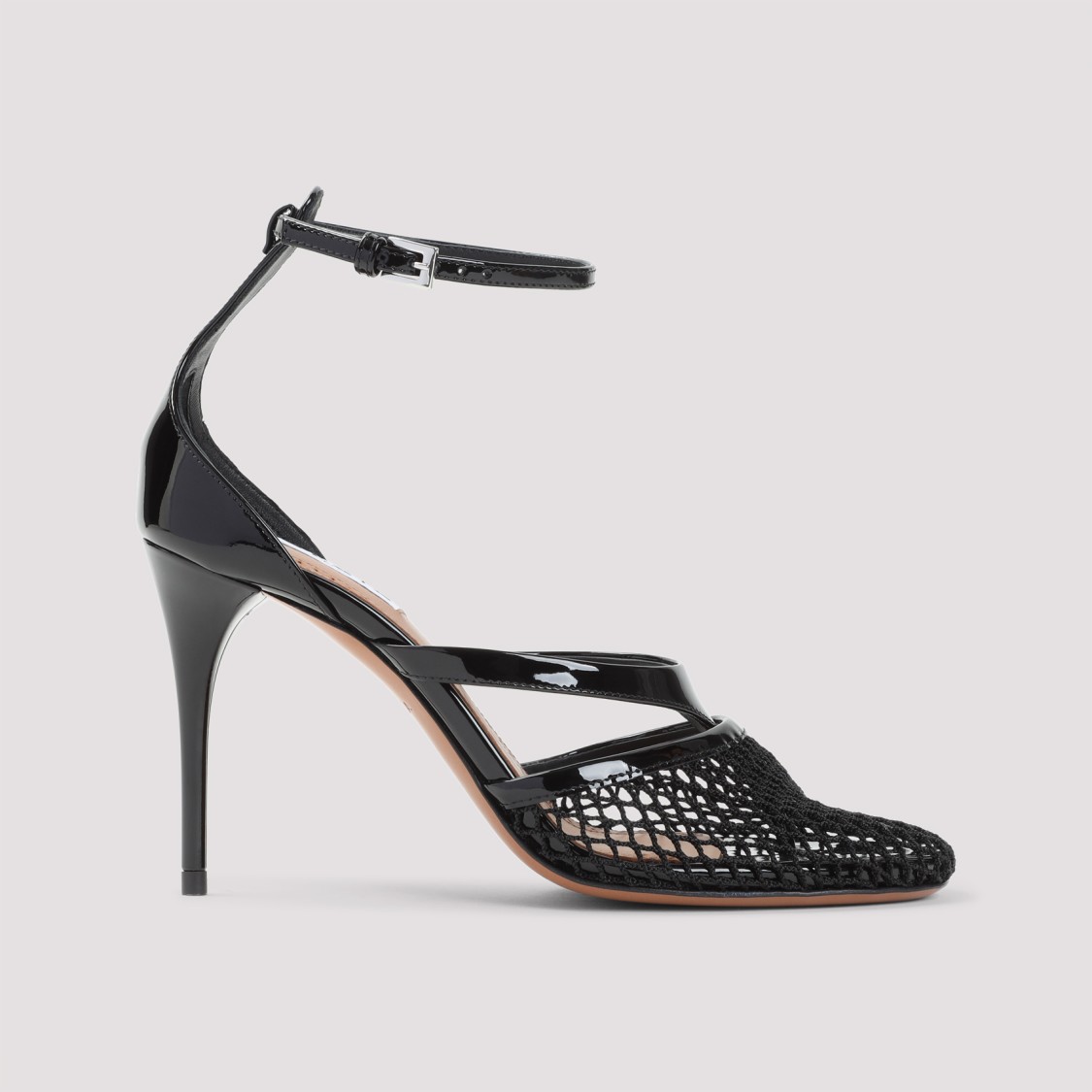 Shop Alaïa Fishnet Tong 90 Sandals In Grey