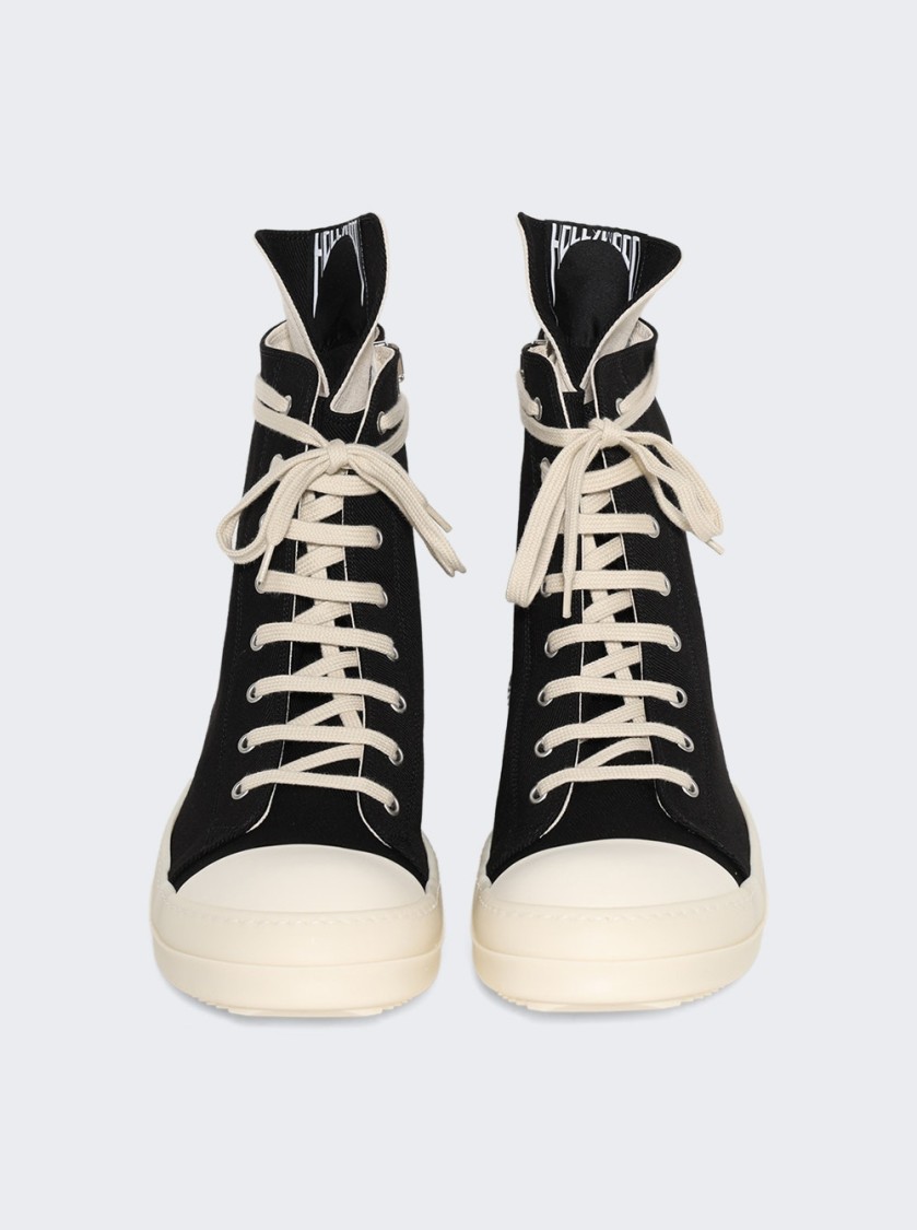 RICK OWENS DRKSHDW DRKSHDW BY RICK OWENS HOLLYWOOD HIGH TOP SNEAKERS BLACK AND MILK