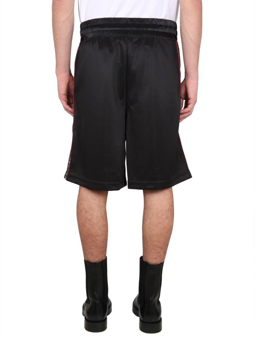 Shop Versace Jeans Couture Bermuda Shorts With Logo Band In Black