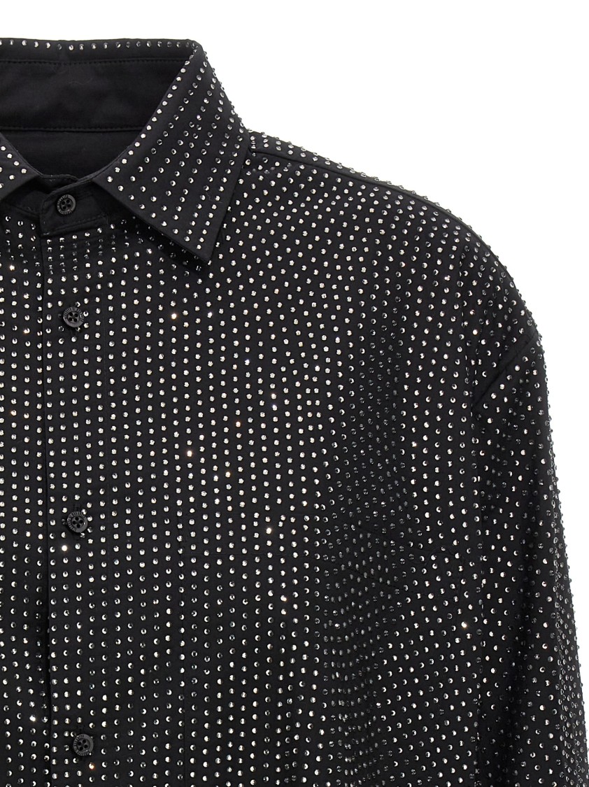 Giuseppe Di Morabito Crystal Studded Spread Collar Blouse In Black