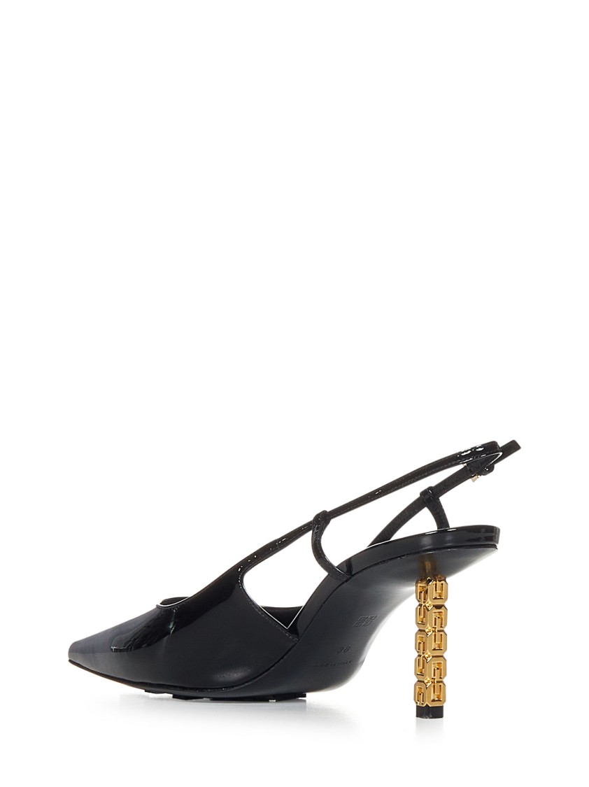 Givenchy Black Patent Slingback Pumps In Black