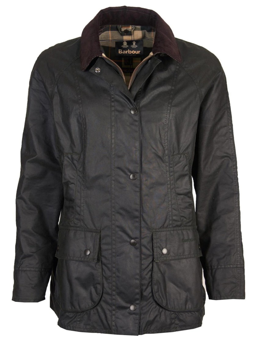 Barbour Classic Button-up Coat With Corduroy Collar In Black