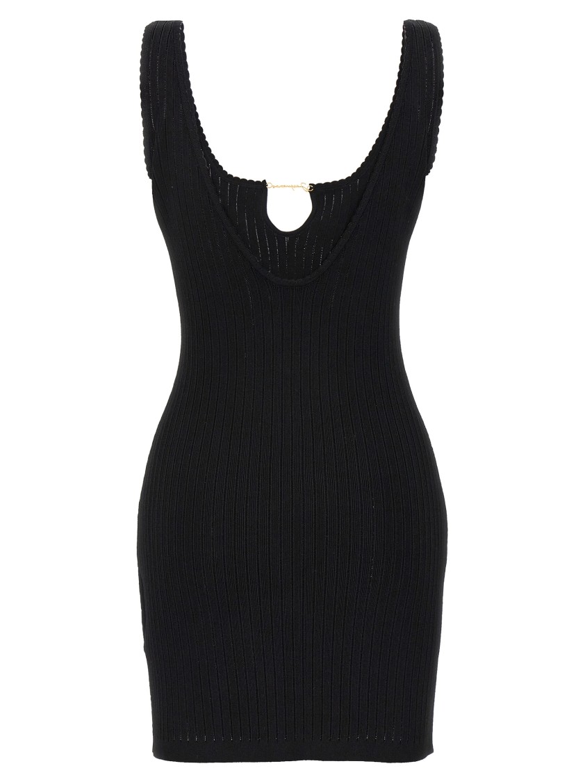 Jacquemus La Mini Robe Sierra Knitted Mini Dress In Black