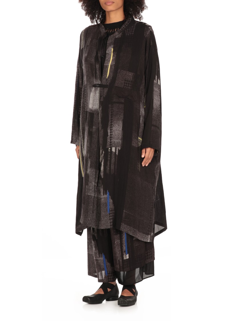 Y's Geometric Pattern Windbreaker In Grey