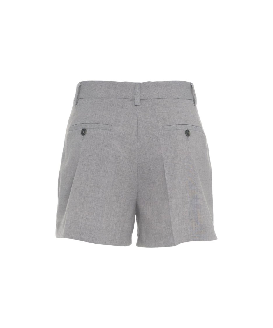 OTTOD'AME OTTOD'AME PLEATED GREY SHORTS WITH FUNCTIONAL POCKETS