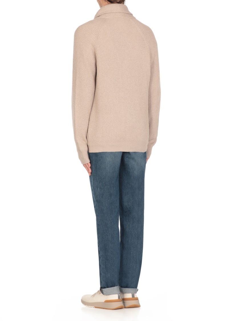 Brunello Cucinelli Beige Cotton Knitted Cardigan In Neutrals