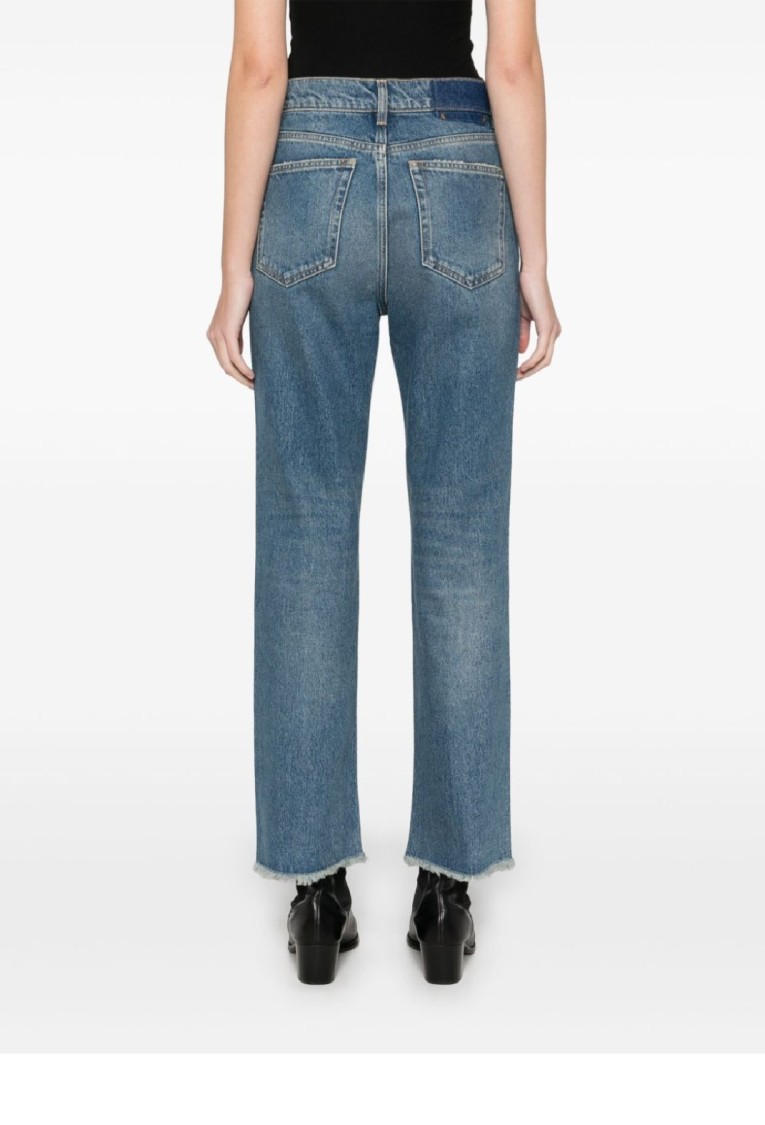 Golden Goose Golden Ws Cropped Flare Medium Wash Jeans In Blue