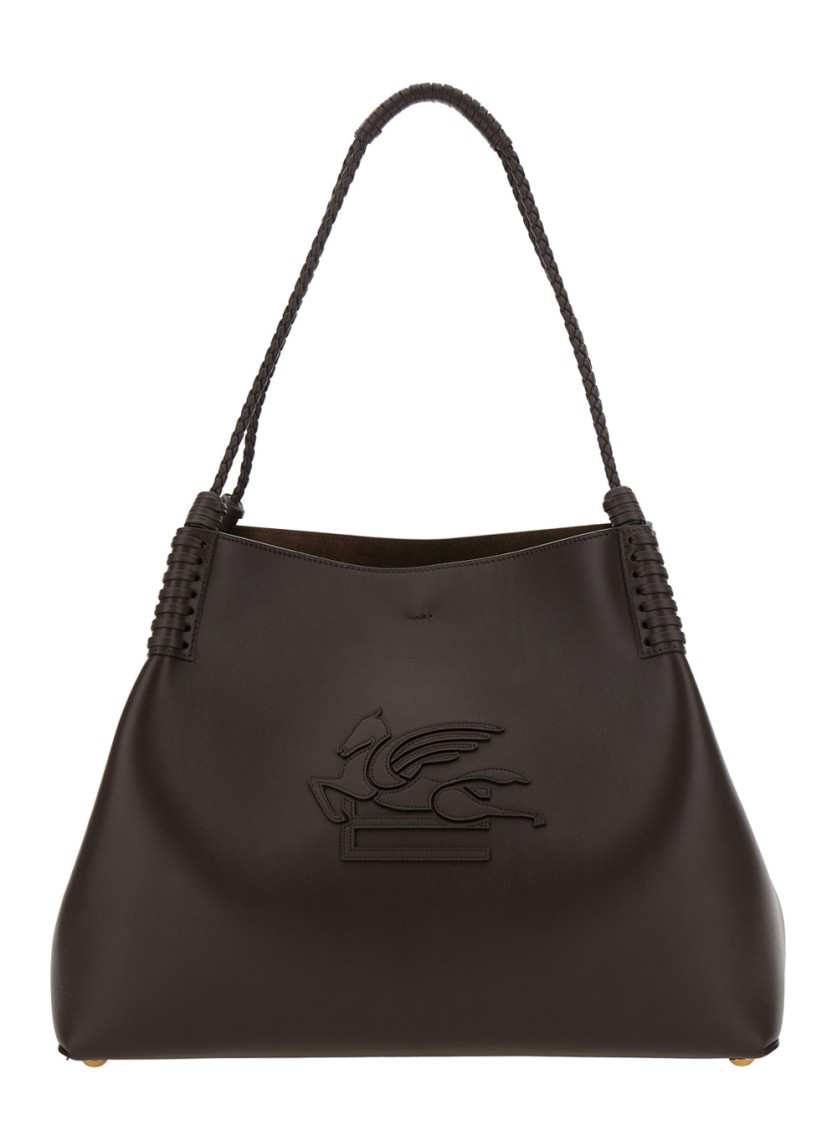Etro Libra Leather Shoulder Bag In Brown