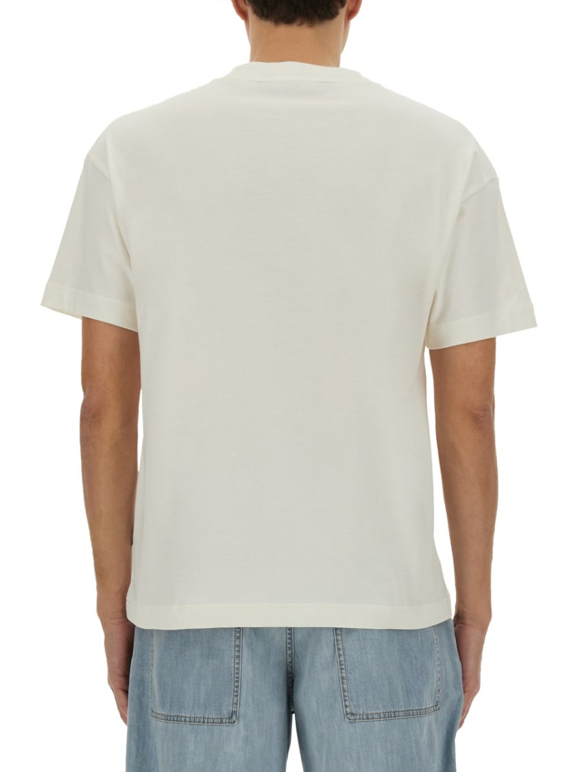 Palm Angels Bear In Mind White T-shirt With Bear Print And Logo Lettering On The Front In Cotton Man In White