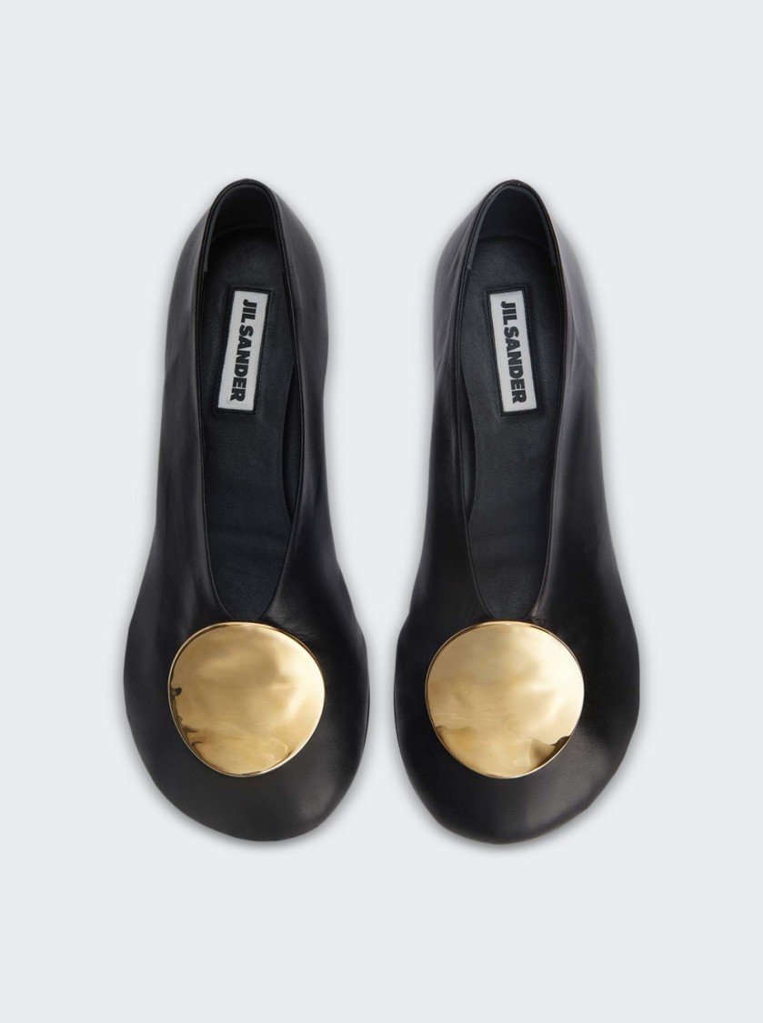 Shop Jil Sander Ballerina Flats Black