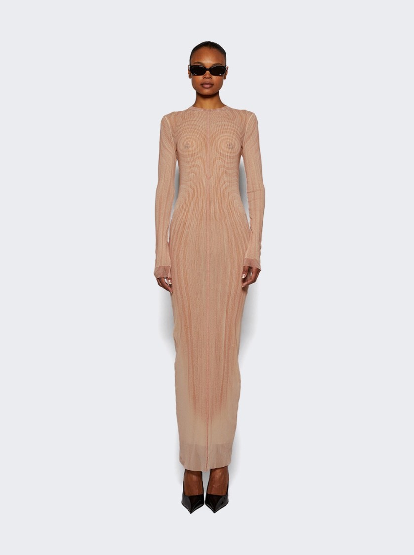 Jean Paul Gaultier Long Spiral Dress Pale Pink