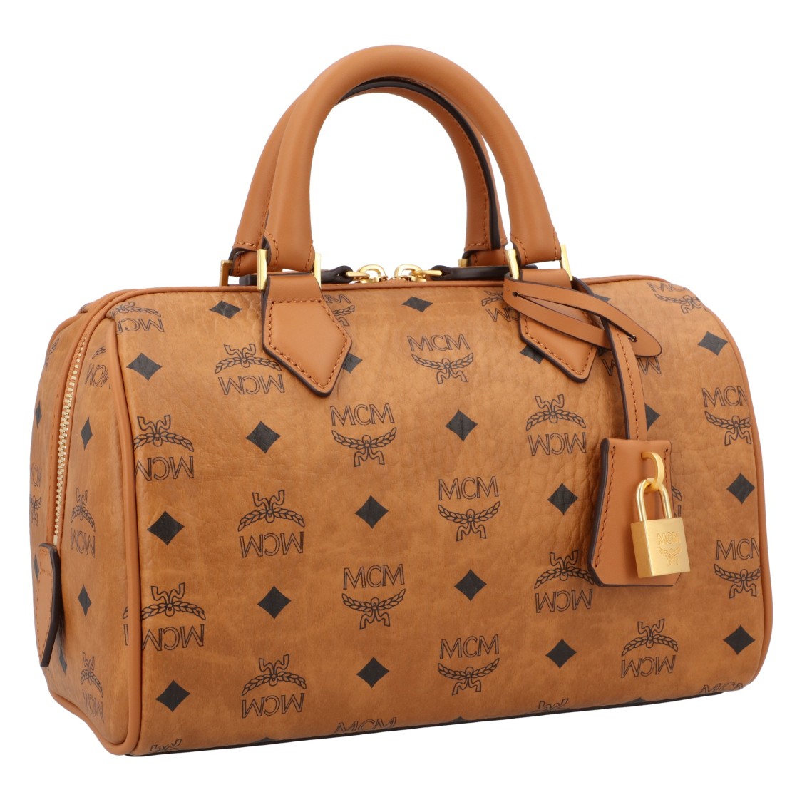 Mcm Printed Canvas Medium Ella Boston Handbag In Brown