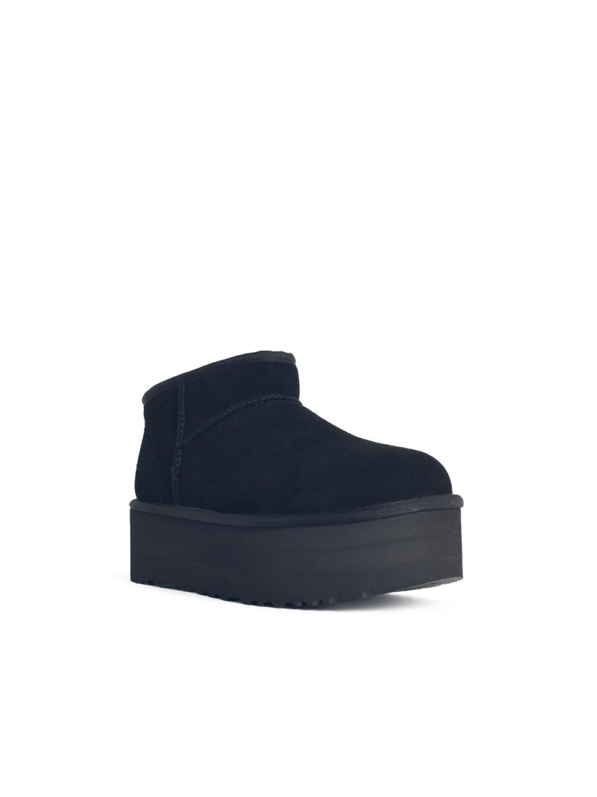 Ugg Classic Ultra Mini Platform' Black Suede Boots In Black