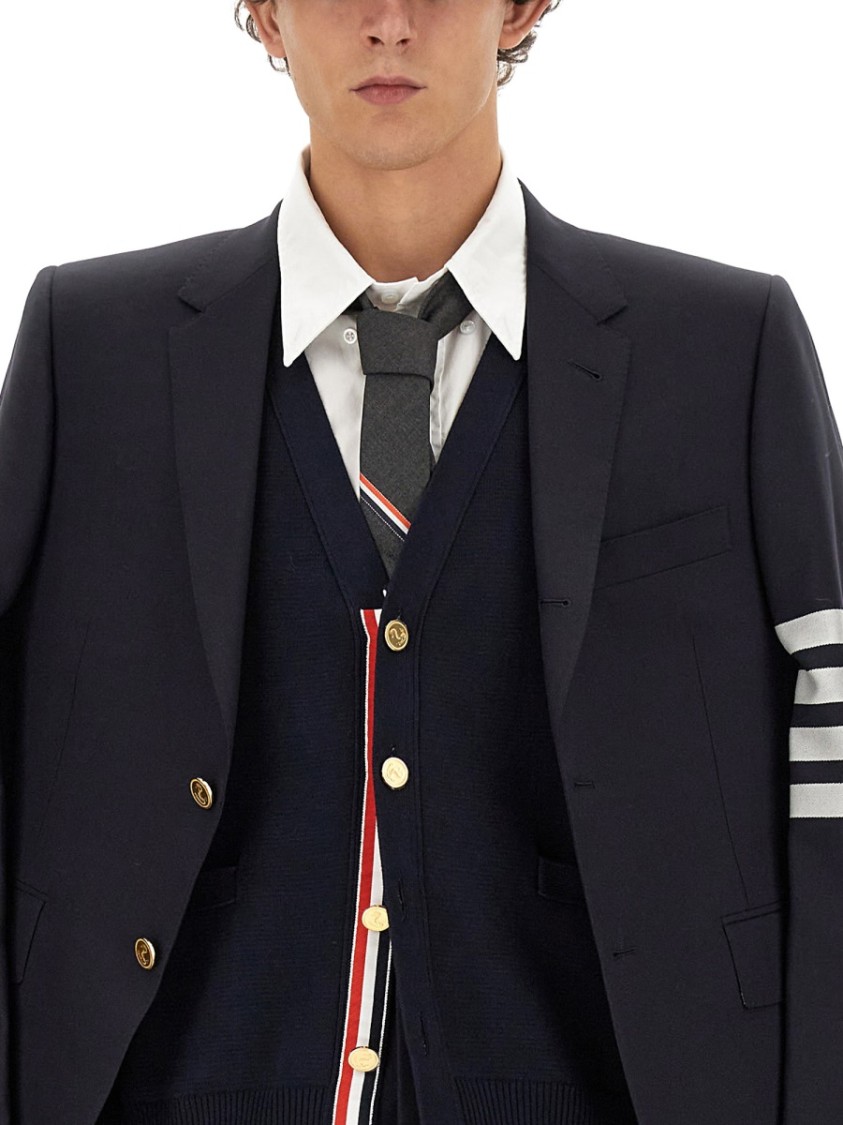 Thom Browne Sustainable Merino Classic Cardigan Sweater In Blue