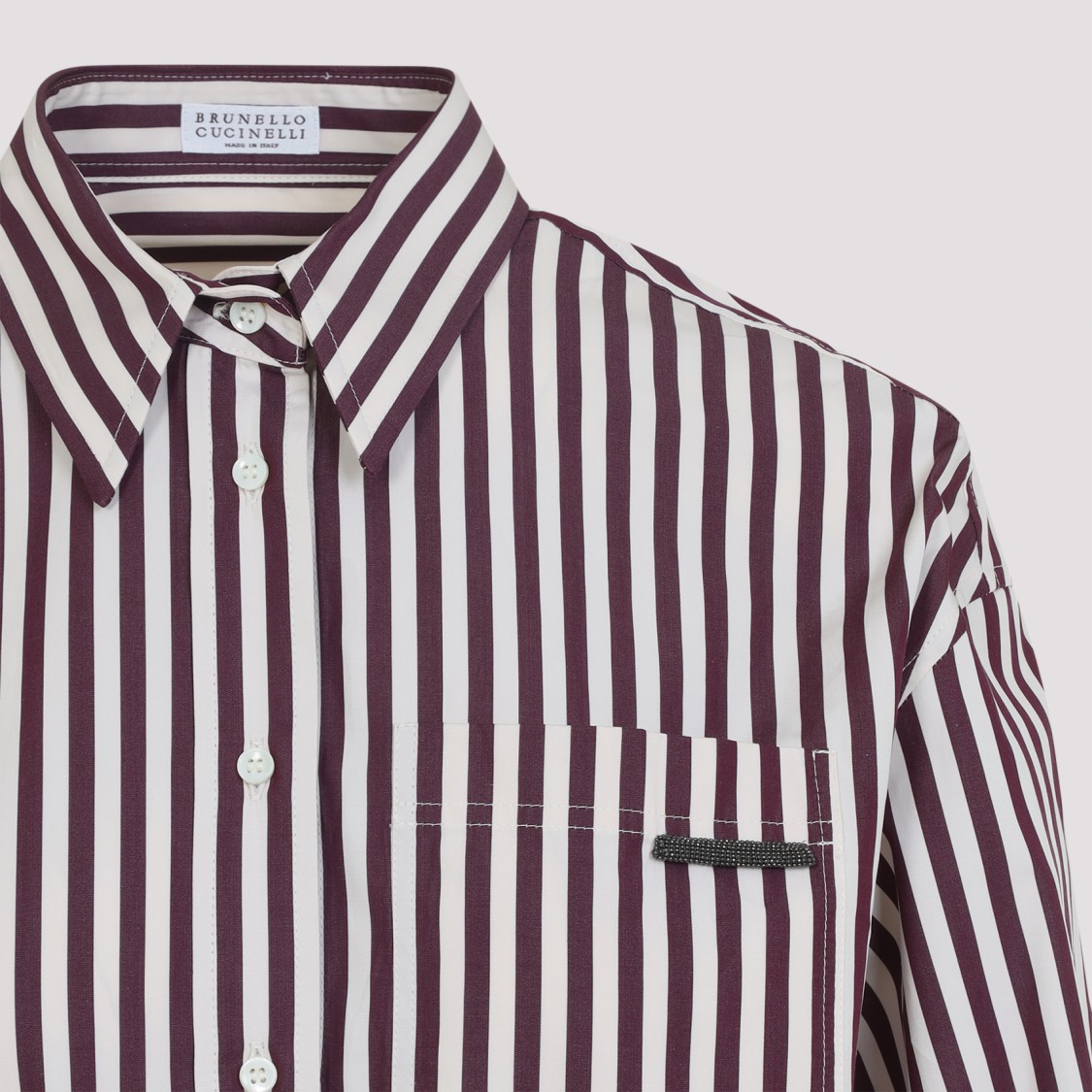Brunello Cucinelli Logo Striped Long-sleeved Shirt In Pink