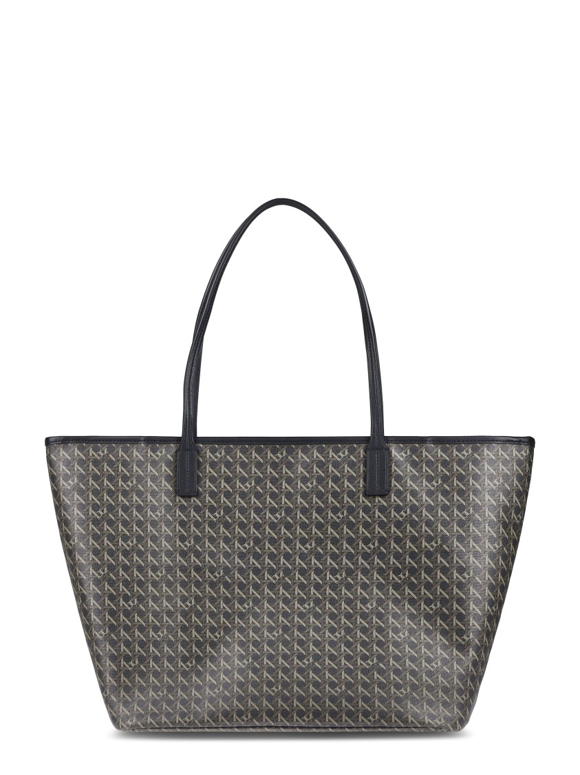 Tory Burch Spacious Black Cotton Tote With Structured Silhouette In Gray
