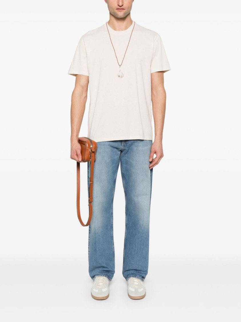 Maison Margiela Neutral-hued T-shirt Set With Distinctive Stitch Logo In Neutrals