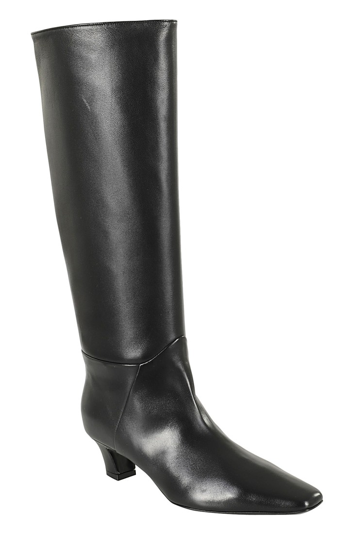 Shop Giampaolo Viozzi Knee-high Nappa Boots With Square Toe In Black