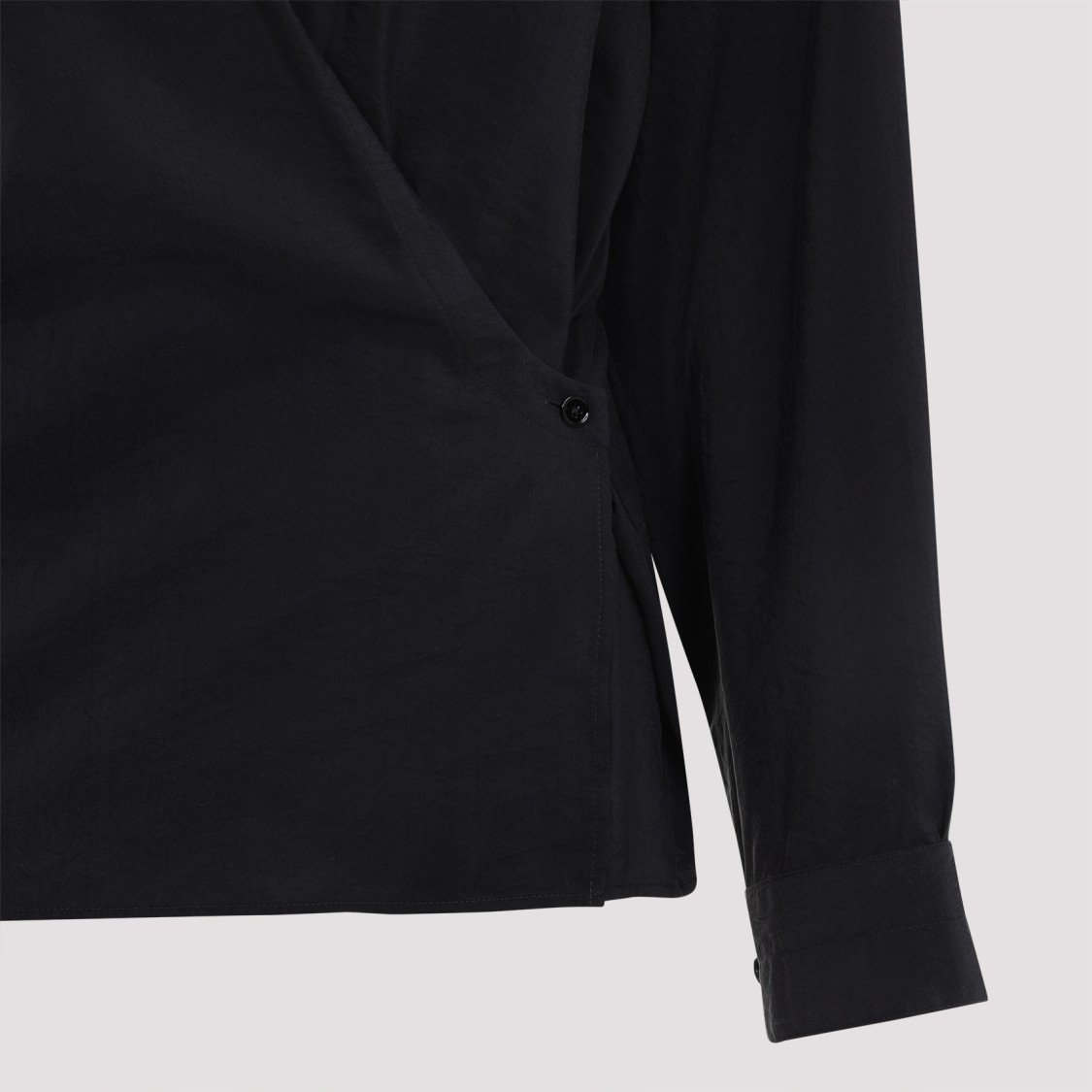 Lemaire Black Straight Collar Twisted Shirt In Black