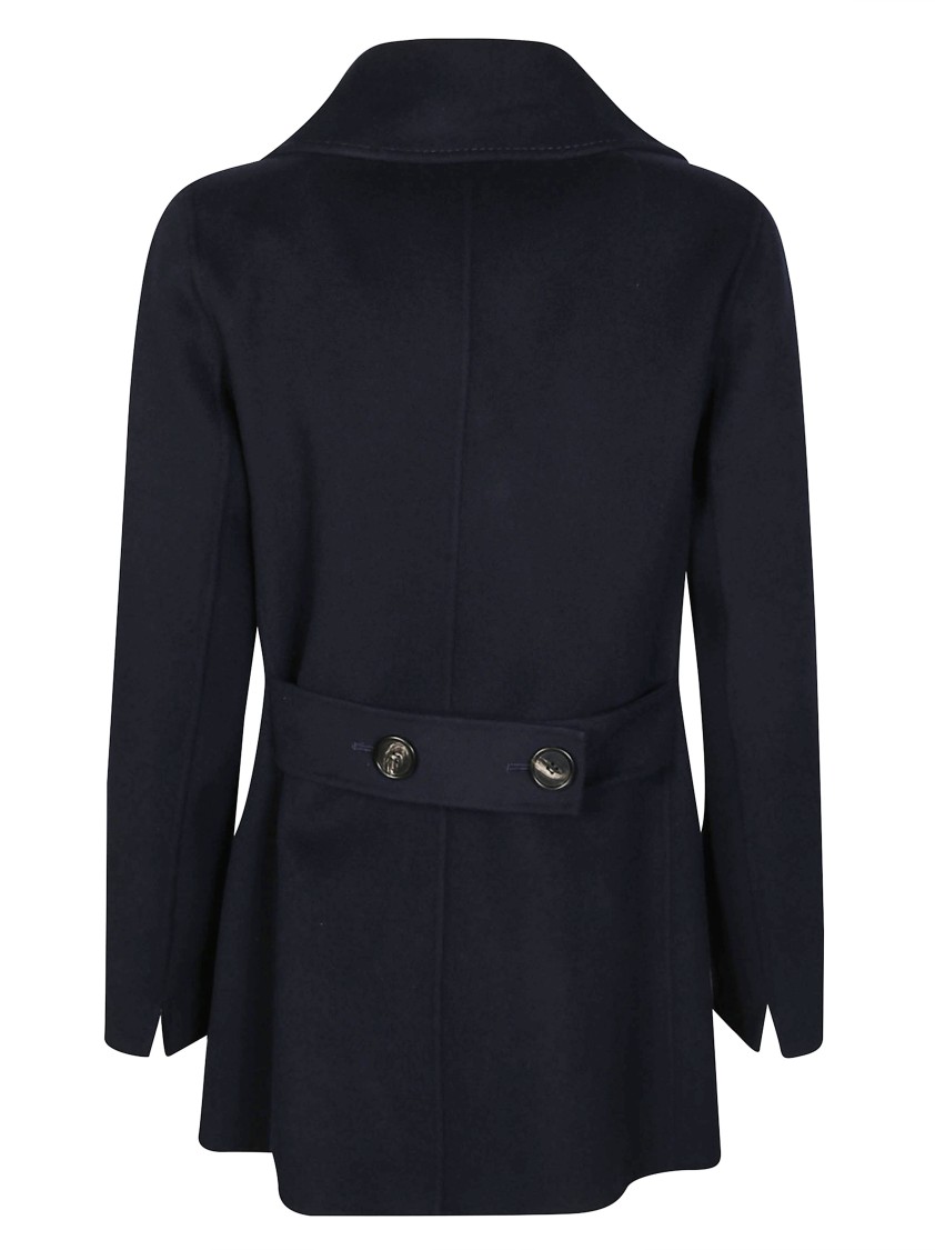 Max Mara Double-breasted Picot Peacoat In Black