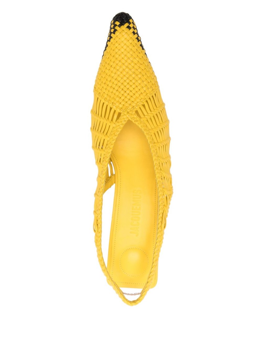 Jacquemus Cubisto Banane Pointed Toe Slingback Pump In Yellow