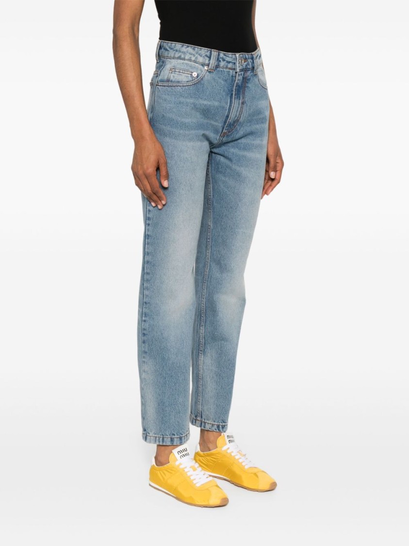 Shop Ami Alexandre Mattiussi Ami Imperial Blue Cotton Patch Jeans