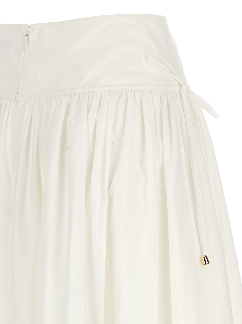 Self-portrait White Cotton Embroidered Midi Skirt Clothing
